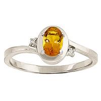 Citrine and Diamond Meridian Ring 0.5ct in 9ct White Gold