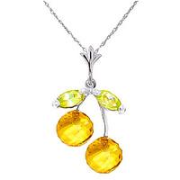 citrine and peridot cherry drop pendant necklace 145ctw in 9ct white g ...