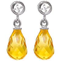 Citrine and Diamond Droplet Earrings 2.7ctw in 9ct White Gold