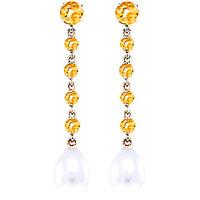 citrine and pearl by the yard drop earrings 100ctw in 9ct white gold