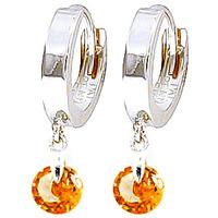 Citrine Huggie Drop Earrings 1.6ctw in 9ct White Gold