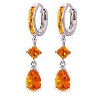 Citrine Droplet Huggie Earrings 5.62ctw in 9ct White Gold