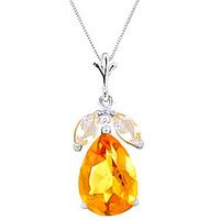 Citrine and White Topaz Pendant Necklace 6.5ctw in 9ct White Gold