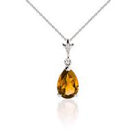 Citrine Belle Pendant Necklace 1.5ct in 9ct White Gold