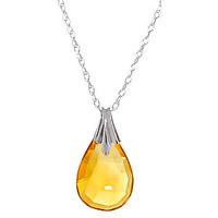 Citrine Dewdrop Briolette Pendant Necklace 3.0ct in 9ct White Gold