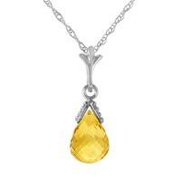 Citrine Droplet Briolette Pendant Necklace 4.5ct in 9ct White Gold