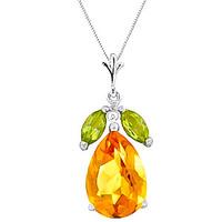 Citrine and Peridot Pendant Necklace 6.5ctw in 9ct White Gold