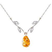 Citrine and Diamond Vine Branch Pendant Necklace 1.5ct in 9ct White Gold