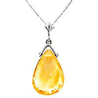 Citrine Droplet Briolette Pendant Necklace 5.1ct in 9ct White Gold