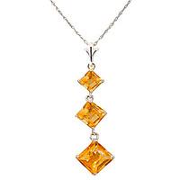 citrine three stone pendant necklace 24ctw in 9ct white gold