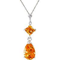 Citrine Droplet Pendant Necklace 2.0ctw in 9ct White Gold