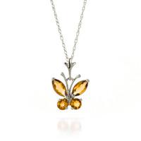 Citrine Butterfly Pendant Necklace 0.6ctw in 9ct White Gold