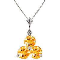 Citrine Trinity Pendant Necklace 0.75ctw in 9ct White Gold