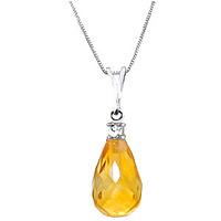 Citrine and Diamond Pendant Necklace 2.25ct in 9ct White Gold