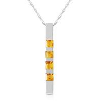 Citrine Bar Pendant Necklace 0.35ctw in 9ct White Gold