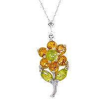 citrine and peridot flower petal pendant necklace 106ctw in 9ct white  ...