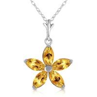 Citrine Flower Star Pendant Necklace 1.4ctw in 9ct White Gold