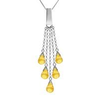 Citrine Comet Tail Briolette Pendant Necklace 5.8ctw in 9ct White Gold