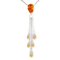 Citrine Comet Tail Pendant Necklace 7.5ctw in 9ct White Gold