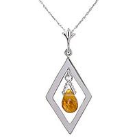 Citrine Kite Briolette Pendant Necklace 0.7ct in 9ct White Gold