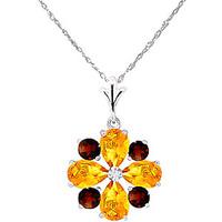 citrine and garnet sunflower pendant necklace 243ctw in 9ct white gold