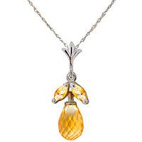 Citrine Snowdrop Briolette Pendant Necklace 1.7ctw in 9ct White Gold