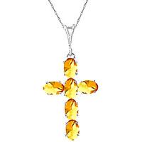 Citrine Rio Cross Pendant Necklace 1.5ctw in 9ct White Gold