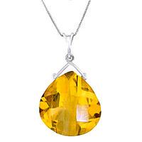 Citrine Elliptical Heart Pendant Necklace 8.5ct in 9ct White Gold