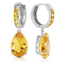 Citrine Droplet Huggie Earrings 13.2ctw in 9ct White Gold