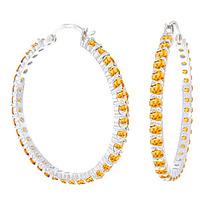 Citrine Metro Hoop Earrings 6.0ctw in 9ct White Gold