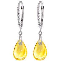 Citrine Plait Stem Briolette Drop Earrings 6.0ctw in 9ct White Gold