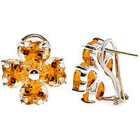 Citrine Flower Heart Stud Earrings 6.5ctw in 9ct White Gold