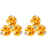 Citrine Trinity Stud Earrings 1.5ctw in 9ct White Gold