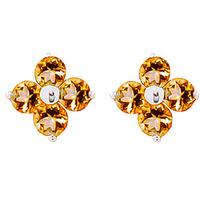 Citrine Clover Stud Earrings 1.15ctw in 9ct White Gold