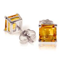 Citrine Stud Earrings 1.75ctw in 9ct White Gold