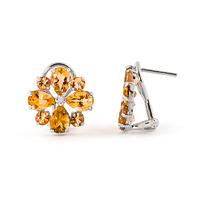 Citrine Sunflower Stud Earrings 4.85ctw in 9ct White Gold