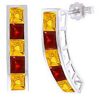 citrine and garnet channel set stud earrings 45ctw in 9ct white gold