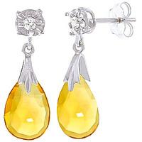 Citrine and Diamond Comet Stud Earrings 6.0ctw in 9ct White Gold