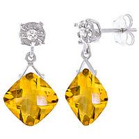 citrine and diamond deflection stud earrings 175ctw in 9ct white gold