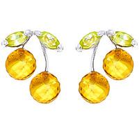Citrine and Peridot Cherry Drop Stud Earrings 2.9ctw in 9ct White Gold