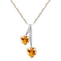 Citrine Twin Heart Pendant Necklace 1.4ctw in 9ct White Gold