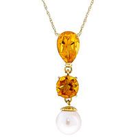 citrine and pearl hourglass pendant necklace 525ctw in 9ct white gold