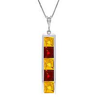 Citrine and Garnet Channel Set Pendant Necklace 2.25ctw in 9ct White Gold