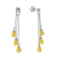 Citrine and Diamond Trilogy Droplet Earrings 7.35ctw in 9ct White Gold