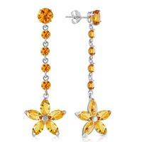 Citrine Daisy Chain Drop Earrings 4.8ctw in 9ct White Gold