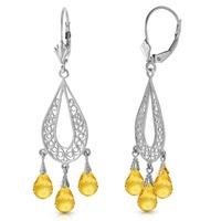 Citrine Mirage Briolette Drop Earrings 3.75ctw in 9ct White Gold