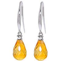 Citrine and Diamond Drop Earrings 4.5ctw in 9ct White Gold