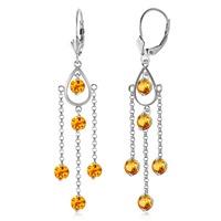 Citrine Faro Drop Earrings 3.0ctw in 9ct White Gold