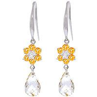 citrine and diamond daisy chain drop earrings 545ctw in 9ct white gold