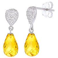 Citrine and Diamond Droplet Earrings 4.5ctw in 9ct White Gold